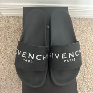 Givenchy Black Slide Sandals with White Logo